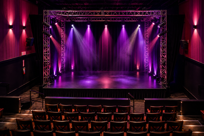 Stage Eight lit for a performance